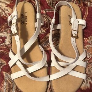G H Bass  White Strappy Sandals